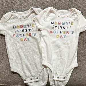 Carter's Gray and White Bodysuits - First Mothers Day & Fathers Day